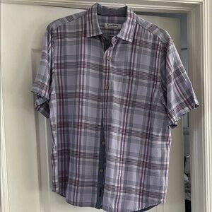 Tommy Bahama Men's Plaid Shirt - Lavender and Charcoal